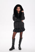 Amanda Genuine Fur Trim Down Fill Coat - SJB-DIAMOND ELITES