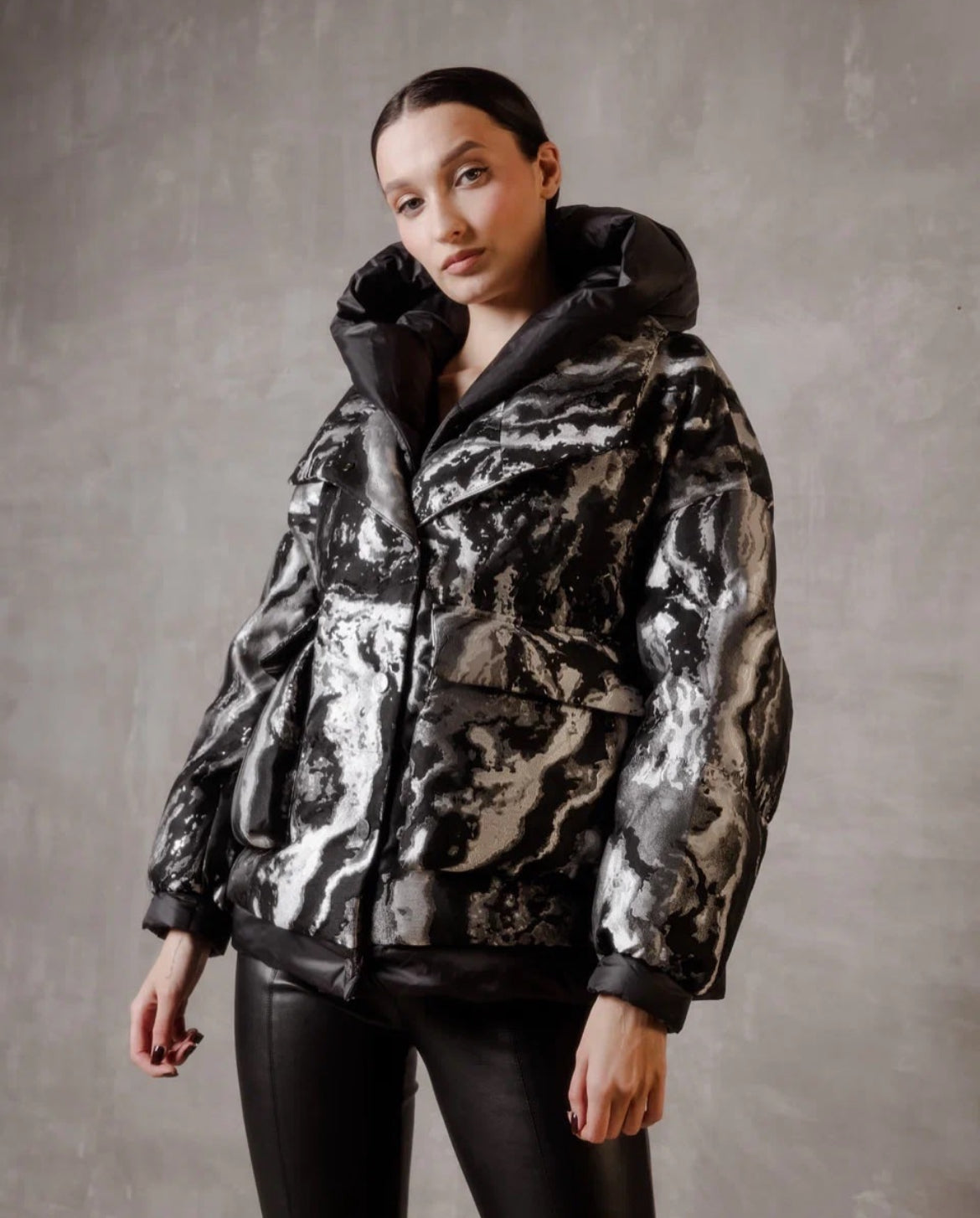Marble Jacquard Down Fill Coat - SJB-DIAMOND ELITES