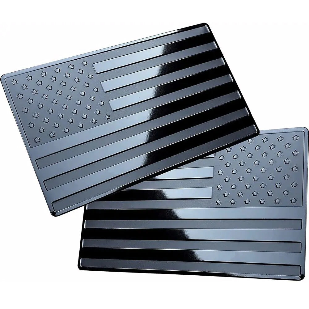 2PCS Metal USA Flag Sticker American Car Truck Decal Emblem Black Pi-Mart