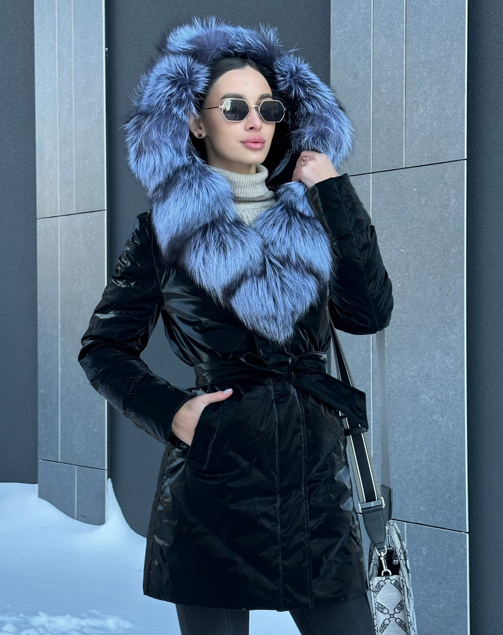 Genuine Silver Fox Fur Down Fill Coat - SJB-DIAMOND ELITES