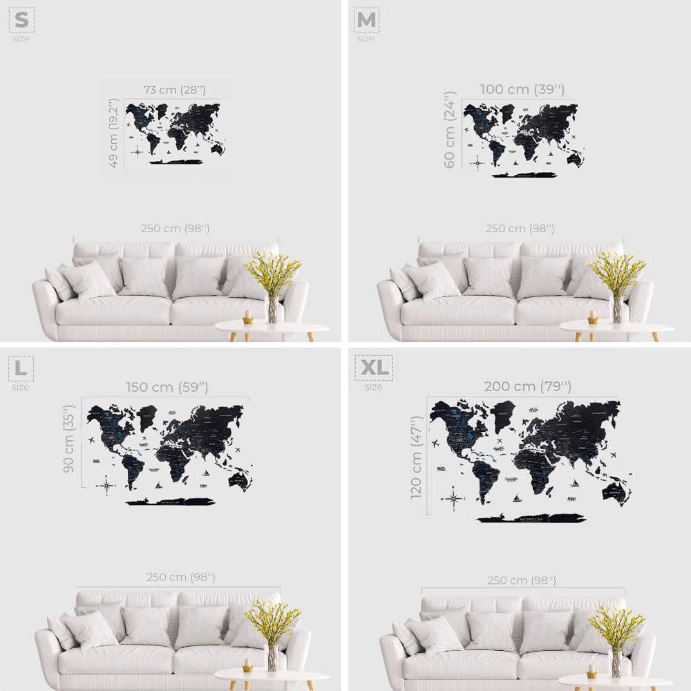 2D Wooden World Map Midnight Enjoy The Wood