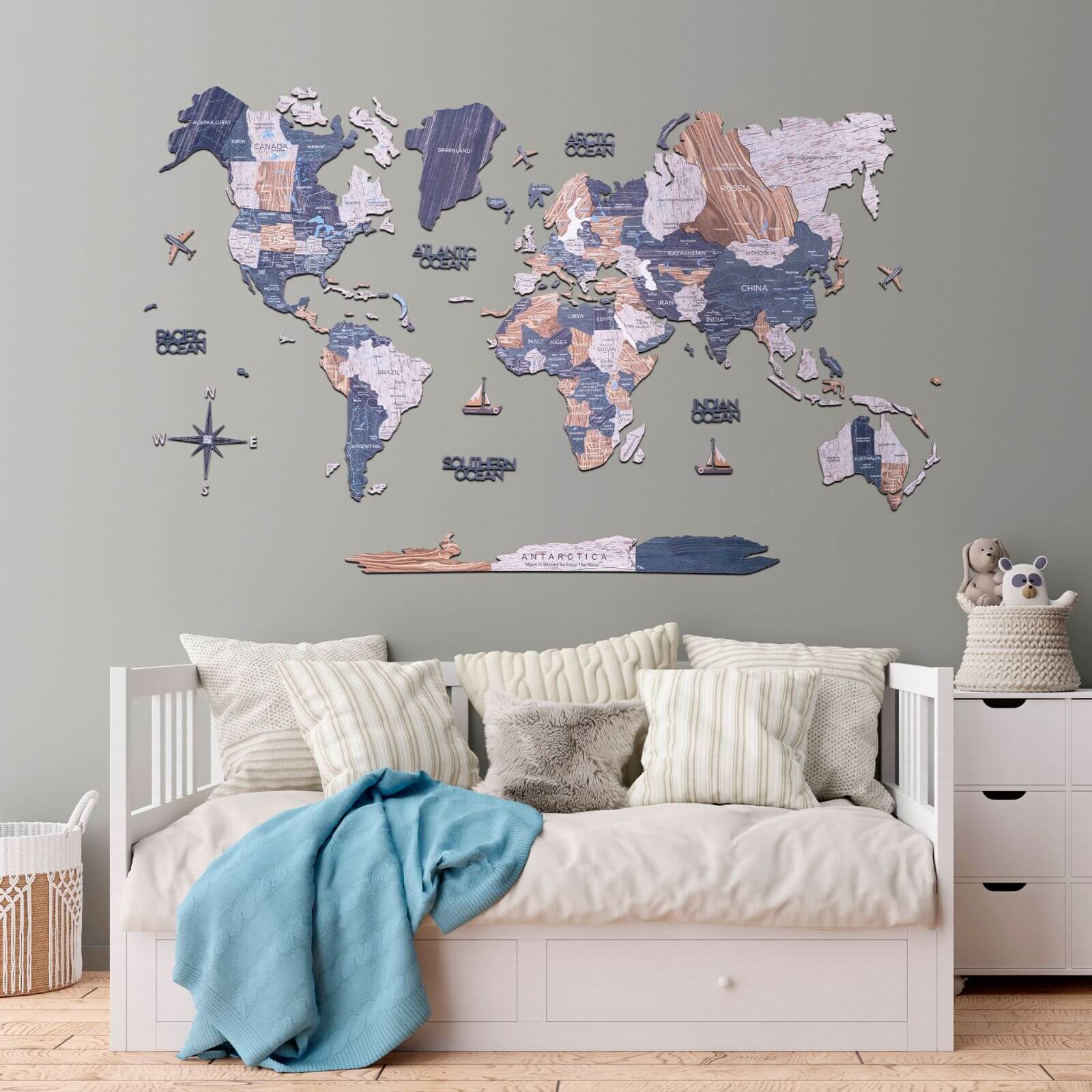 2D Wooden World Map Mystery Enjoy The Wood