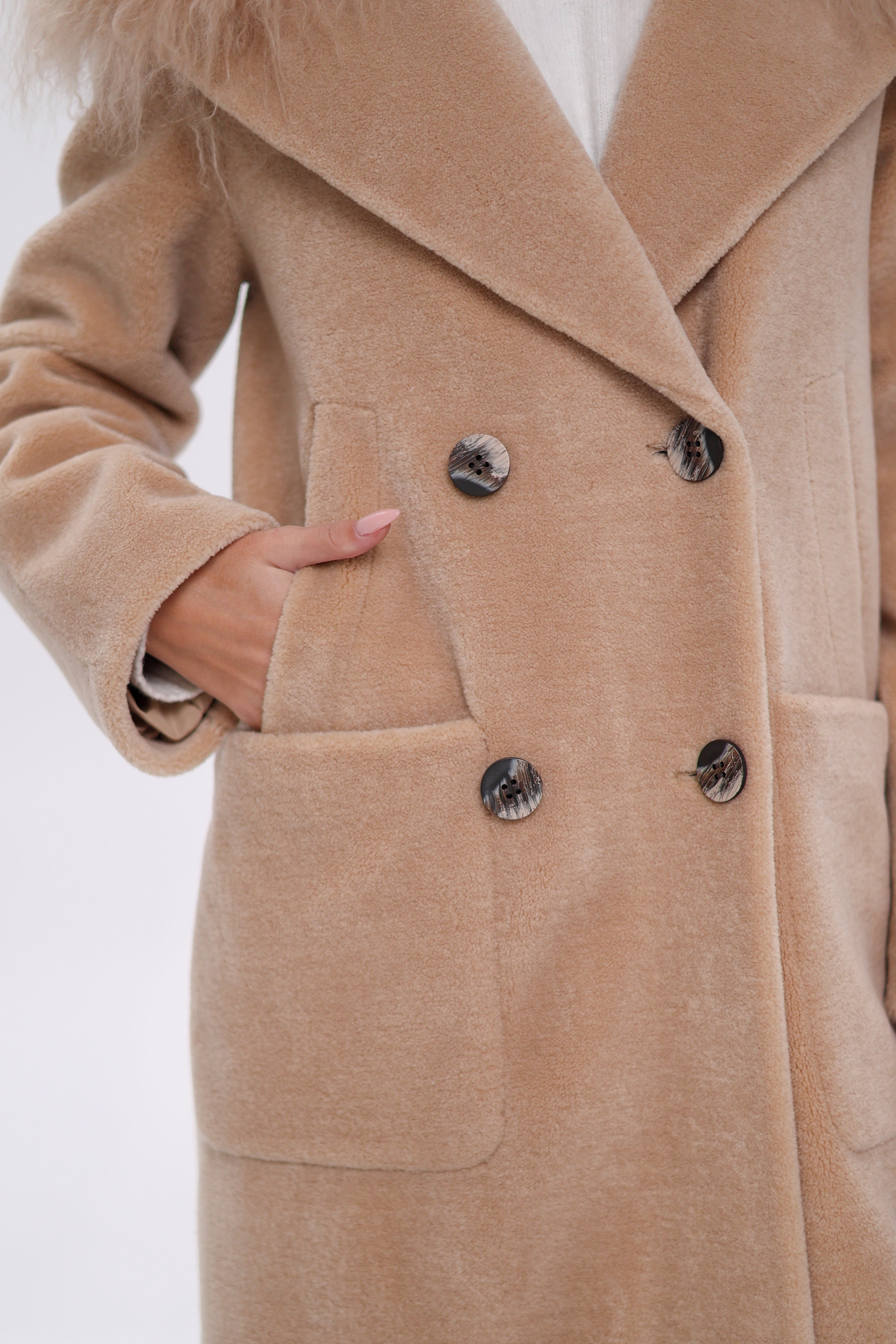 Genuine Lama Fur Virgin Wool Coat - SJB-DIAMOND ELITES