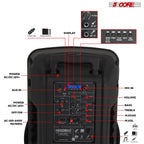 5Core 12 inch PA Portable Bluetooth Party Speaker Karaoke Boombox + 2 Wireless Mics Pi-Mart