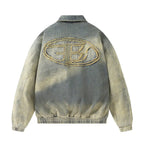 Gradient Wash Thick Quilted Denim Jacket Pi-Mart