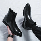 Men's Chelsea High Top Casual Leather Boots Pi-Mart