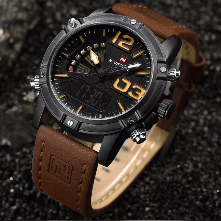 Men's Multifunction Digital Analog Waterproof Watch With Alarm And Automatic Time Zones Unique Design Excellent Gift - SJB-DIAMOND ELITES
