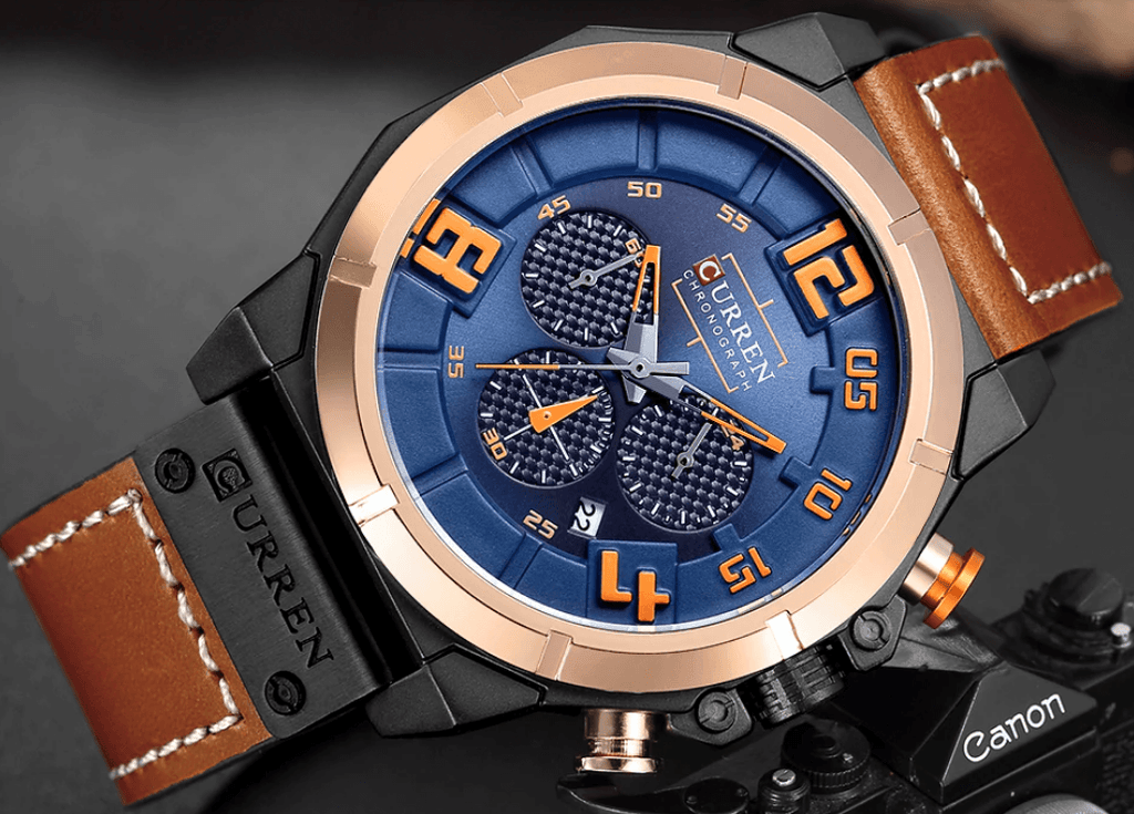 Men's Sport Waterproof Watch With Chronometers Large Numbers And Fluorescent Hands Perfect Gift For Your Man Stevvex