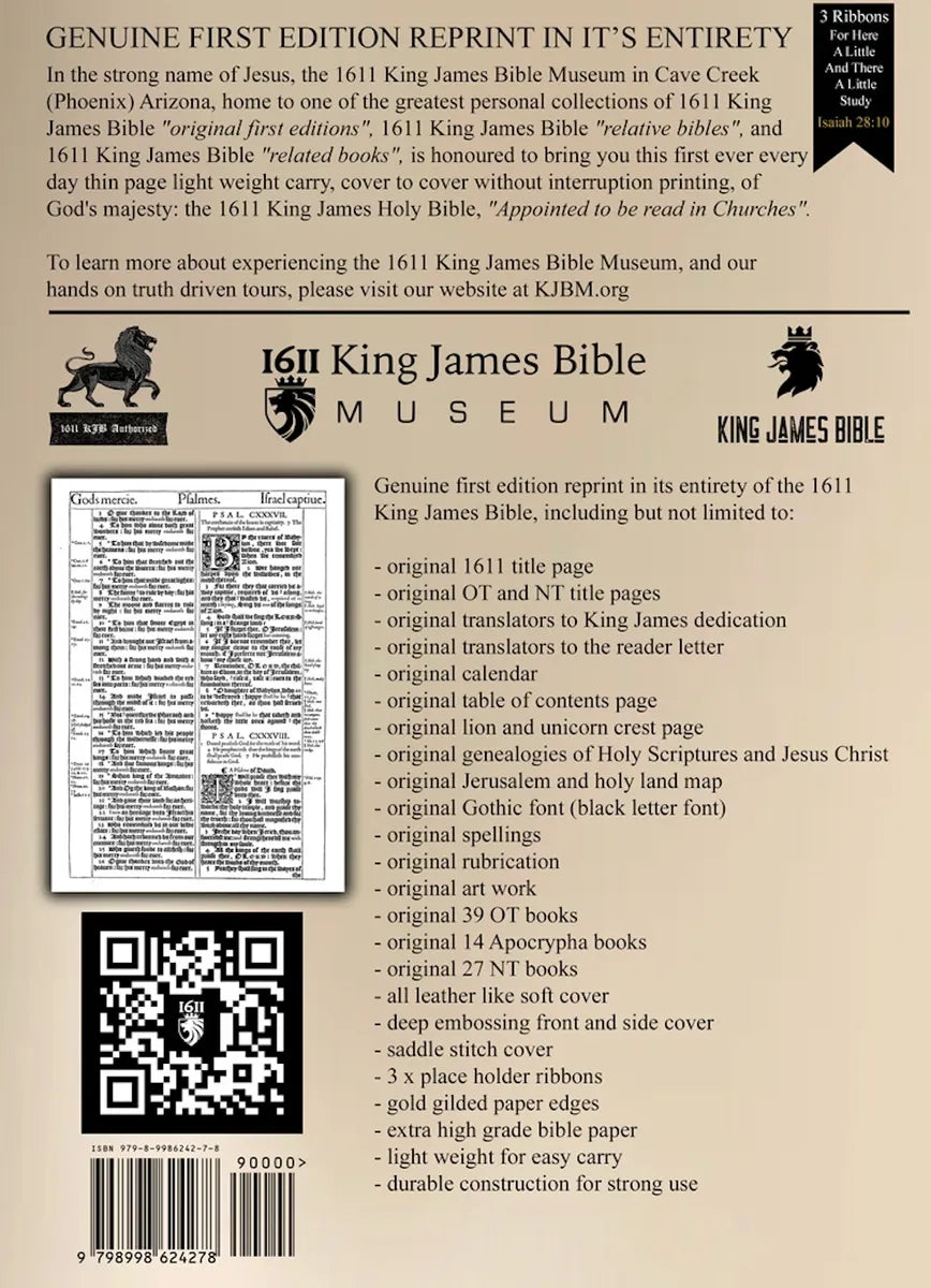 1611 King James Bible - Tan KingdomWear