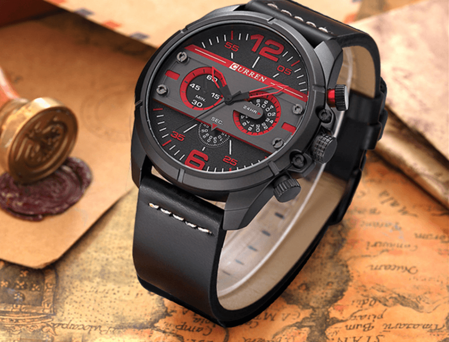 Men's  Waterproof Retro Style Watch With Excellent  Background, Chronometers  Large Numbers Perfect Gift Stevvex