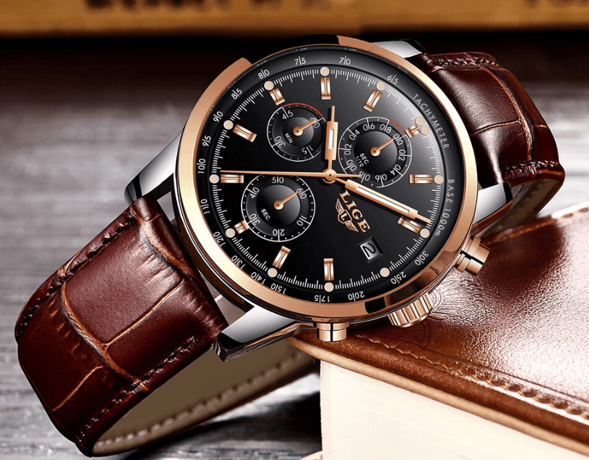 Men's  Waterproof Watch With Chronometers Date Display And Fluorescent Pointers Excellent Look Perfect Gift Stevvex