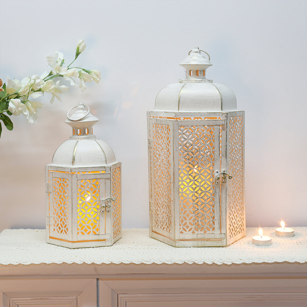 15"&11''H Outdoor Candle Lanterns Rustic Decorative Lanterns Lootquake LLC