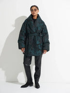 Monochrome Jacquard Down Coat in Vintage Emerald - SJB-DIAMOND ELITES