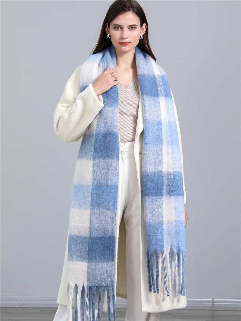 New Luxury Winter Soft Head Wraps Plaid Scarf Shawls Cashmere  Warm Cashmere Scarves Rainbow For Women Stevvex