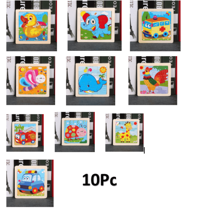10pcs Of Wood Puzzle Baby Young Children Early Lessons Learned Intelligence Cartoon Animal Puzzle Wooden Toys Education Puzzles - SJB-DIAMOND ELITES