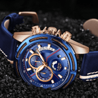Men's Waterproof Sports  Watch With Leather Belts, Chronometers Day View Fluorescent Pointers Unique Design Perfect Gift Stevvex