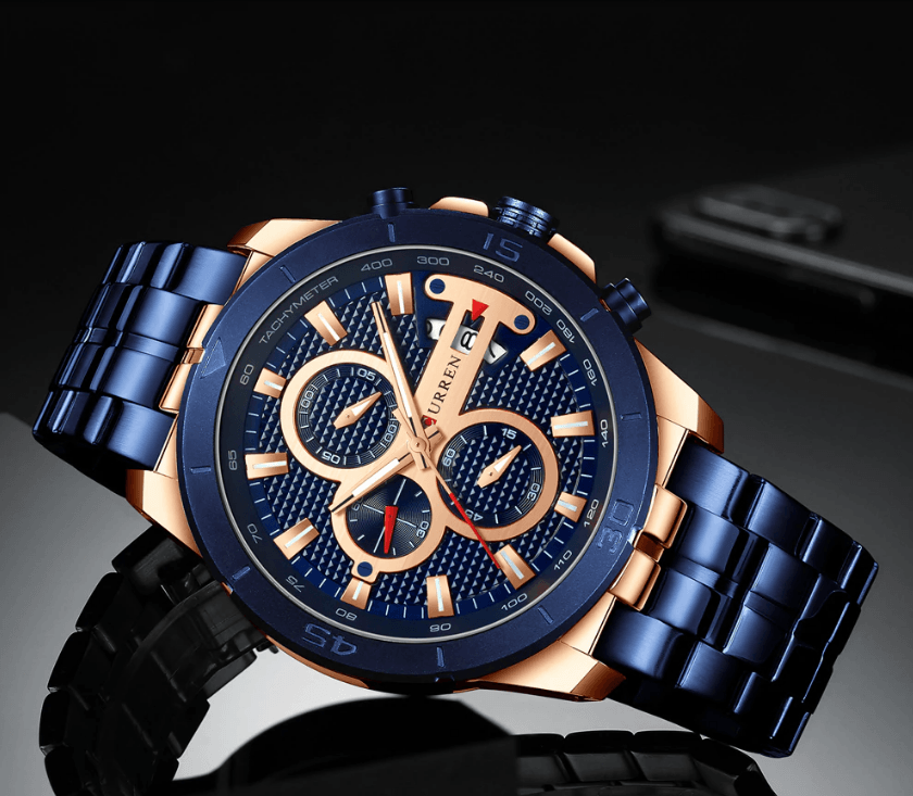 Men's Waterproof  Watch With Chronometers Day View And Fluorescent Hands Unique  Luxury Design  Perfect Gift Stevvex