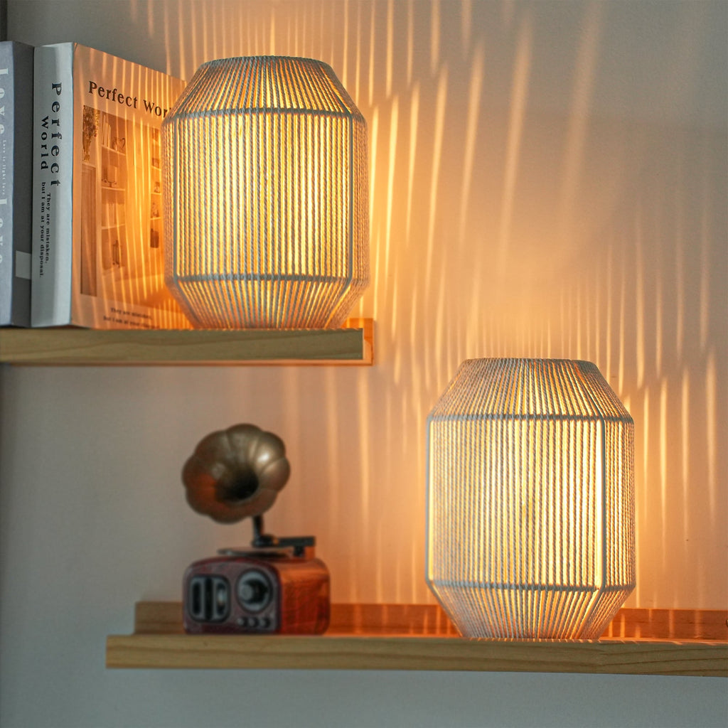 JHY DESIGN 2-Pack 8.5"H Woven Cotton Rope Table Lamps: Cordless, Battery-Powered, 6-Hr Timer Lootquake LLC