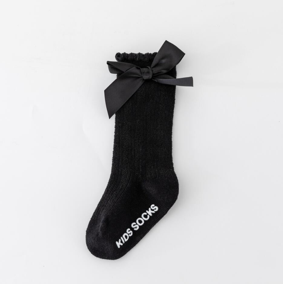 New Kids Stretchable Socks Toddlers Girls Big Bow Knee High Long Soft Cotton Lace Baby Comfortable Colorful  Socks Stevvex