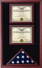 2 Documents Flag Display Cases American Flag and 2 Documents Cases Shadow box The Military Gift Store