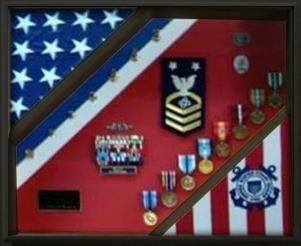 COAST GUARD FLAG DISPLAY CASE USCG CUTTER SHADOW BOX, USCG FLAG AND MEDAL DISPLAY FRAME The Military Gift Store