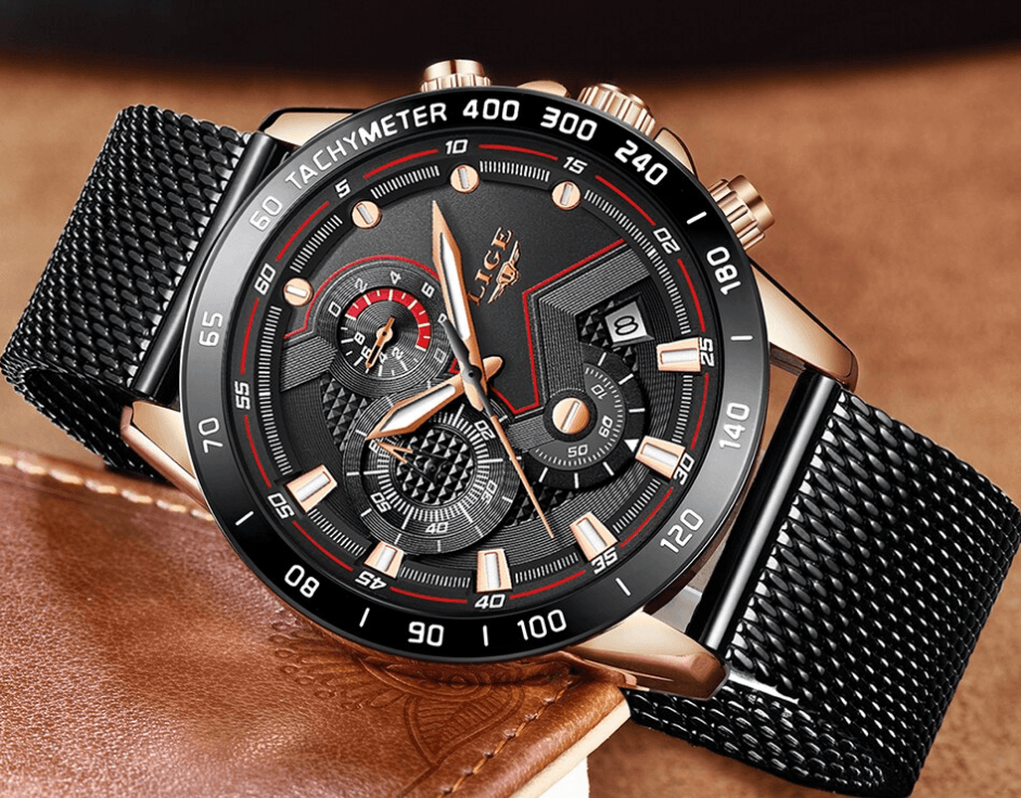 Men's Sports Waterproof Watch With  Stainless Steel Bracelet Unique Design Perfect Gift For Your Man Stevvex
