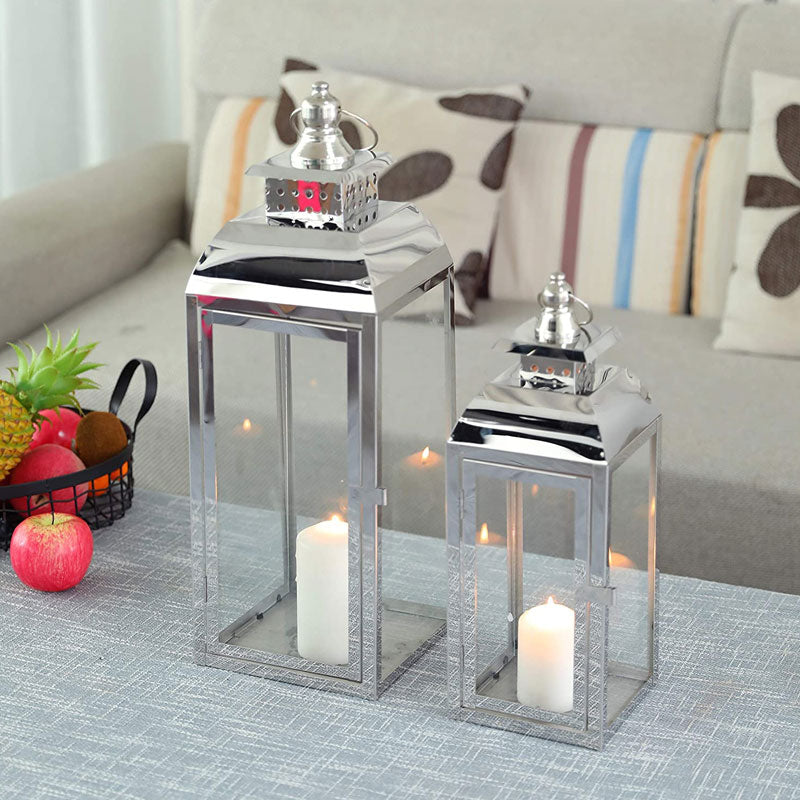 20.5"&15" High Stainless Steel Decorative Candle Lanterns ( Set of 2 ) Lootquake LLC