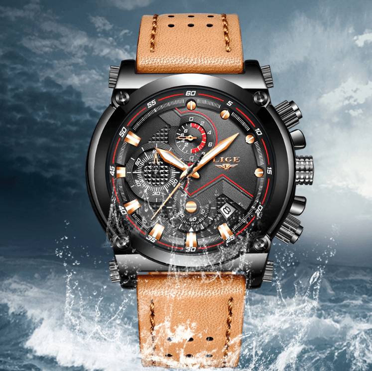 Men's Waterproof Modern Watch With Leather Belts, Stainless Steel Case Excellent Look Perfect Gift Stevvex