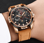 Men's Elegant Waterproof  Watch With Leather Straps   Business Style Watches Unique Design Perfect Gift For Your Man Stevvex