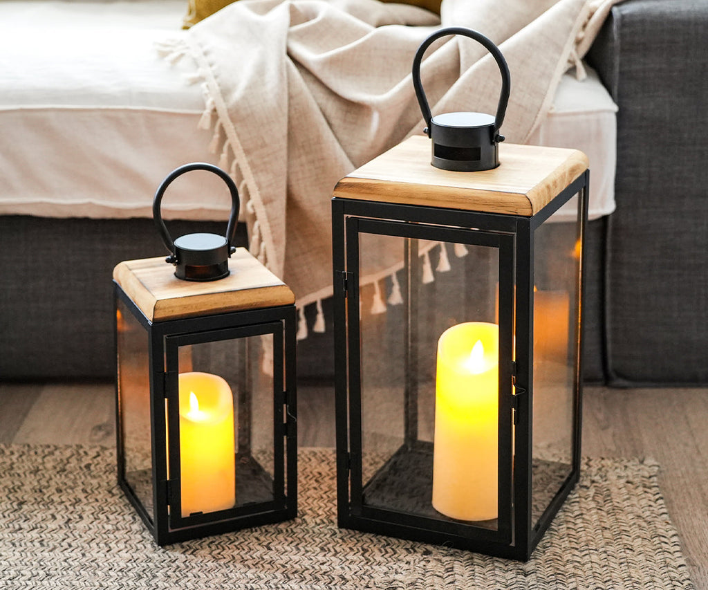JHY 2-Piece Decorative Candle Lanterns: Farmhouse Meets Modern Style Lootquake LLC