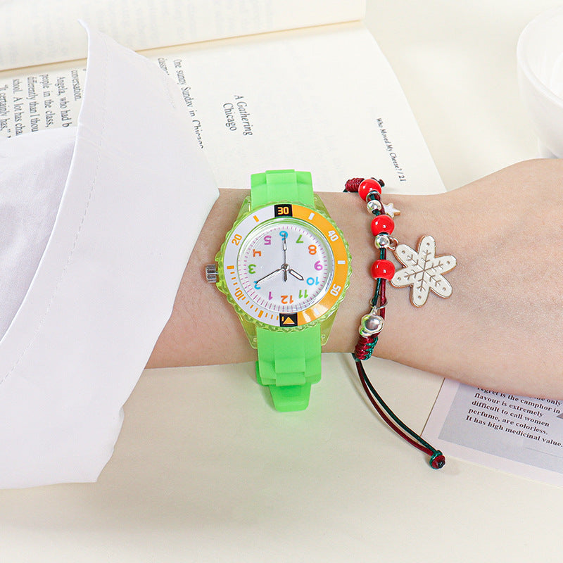Kids Quartz Watches 50M Waterproof Analog Wristwatches Jelly Clock Students Watch Children PU Band Watch Childrens Analog Wrist Watch With Protective Design Simple Watch For Girls And Boys Stevvex