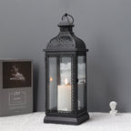 19'' High Rustic Style Metal Candle Lantern (Black) Lootquake LLC