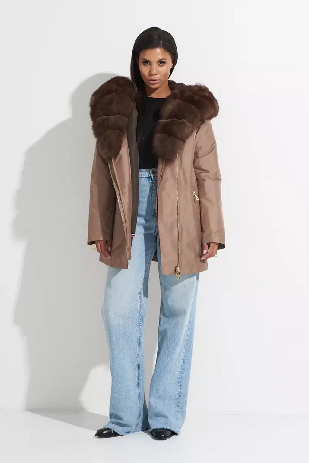 Genuine Polar Fox Fur Trim Rabbit Fur Insulated Parka - SJB-DIAMOND ELITES