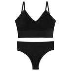 Women Seamless Bra Top Fitness Swimwear Push Up Exercise Bikini For Women 2 Pieces Ribbed Seamless Yoga Bikini Sets Sports Bra And Underwear Set 2 Piece High Waist Summer Bikini Stevvex