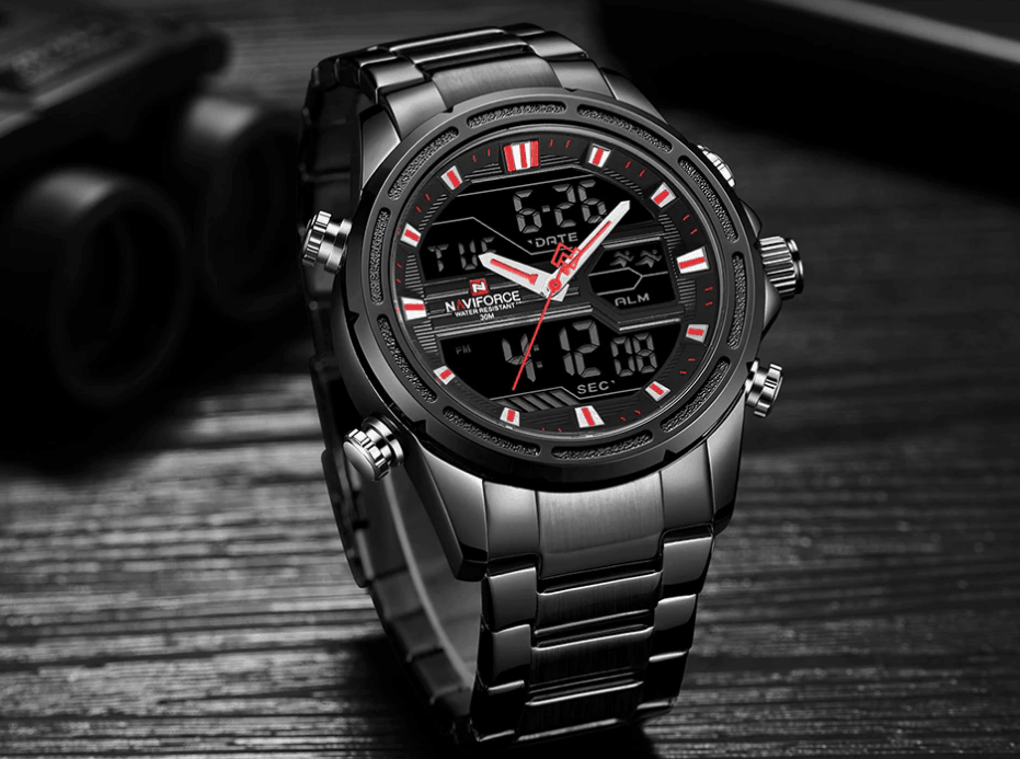 Mens Wrist Watch, Waterproof Analog Digital Watches Multifunction Stainless Steel Business Watches For Man Perfect Gift - SJB-DIAMOND ELITES