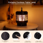 TRIROCKS Cordless Table Lamp Rechargeable Battery Operated Ambient Lighting with Cozy Lights, 3-Step Touch Dimmable LED Amber Light for Bar,Coffee Table, Patio,Camping Lootquake LLC