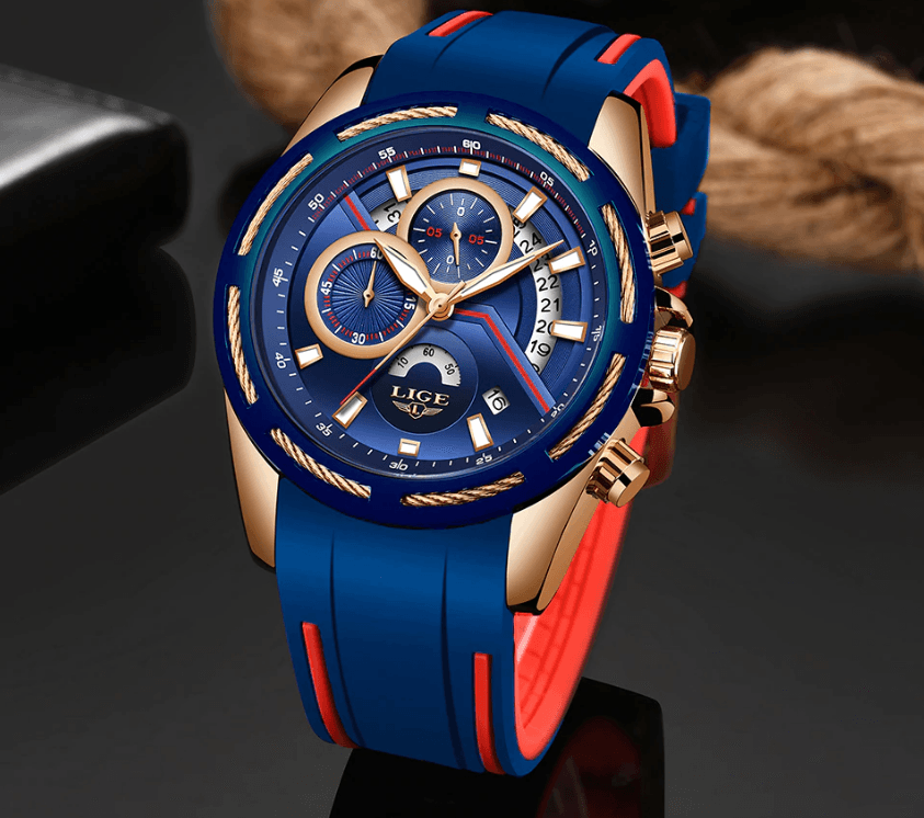 Men's Waterproof Modern Watch With Rubber Straps Multifunction Watches Unique Design Perfect Gift Stevvex