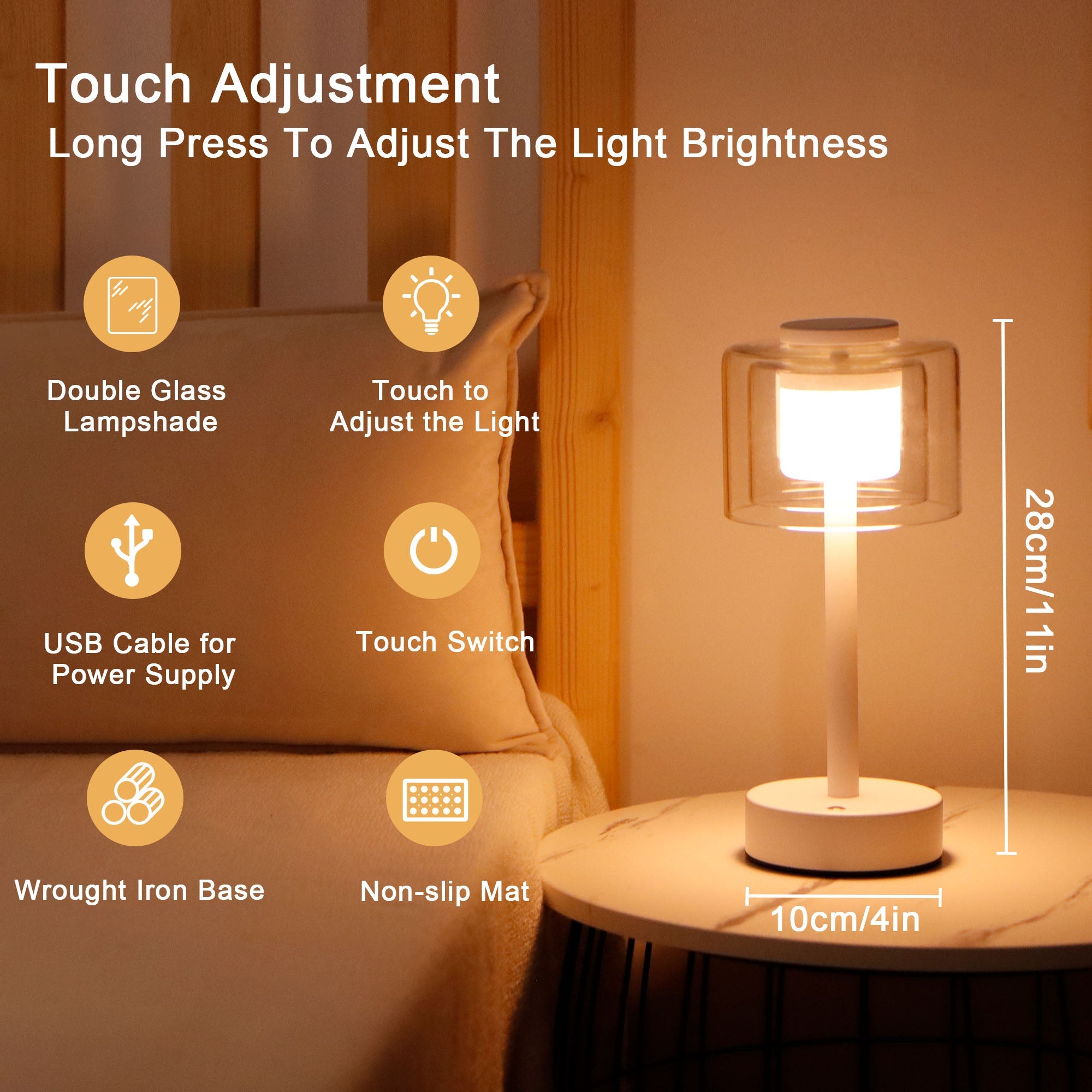 JHY DESIGN Industrial Rechargeable Table Lamp (White, Type-C)