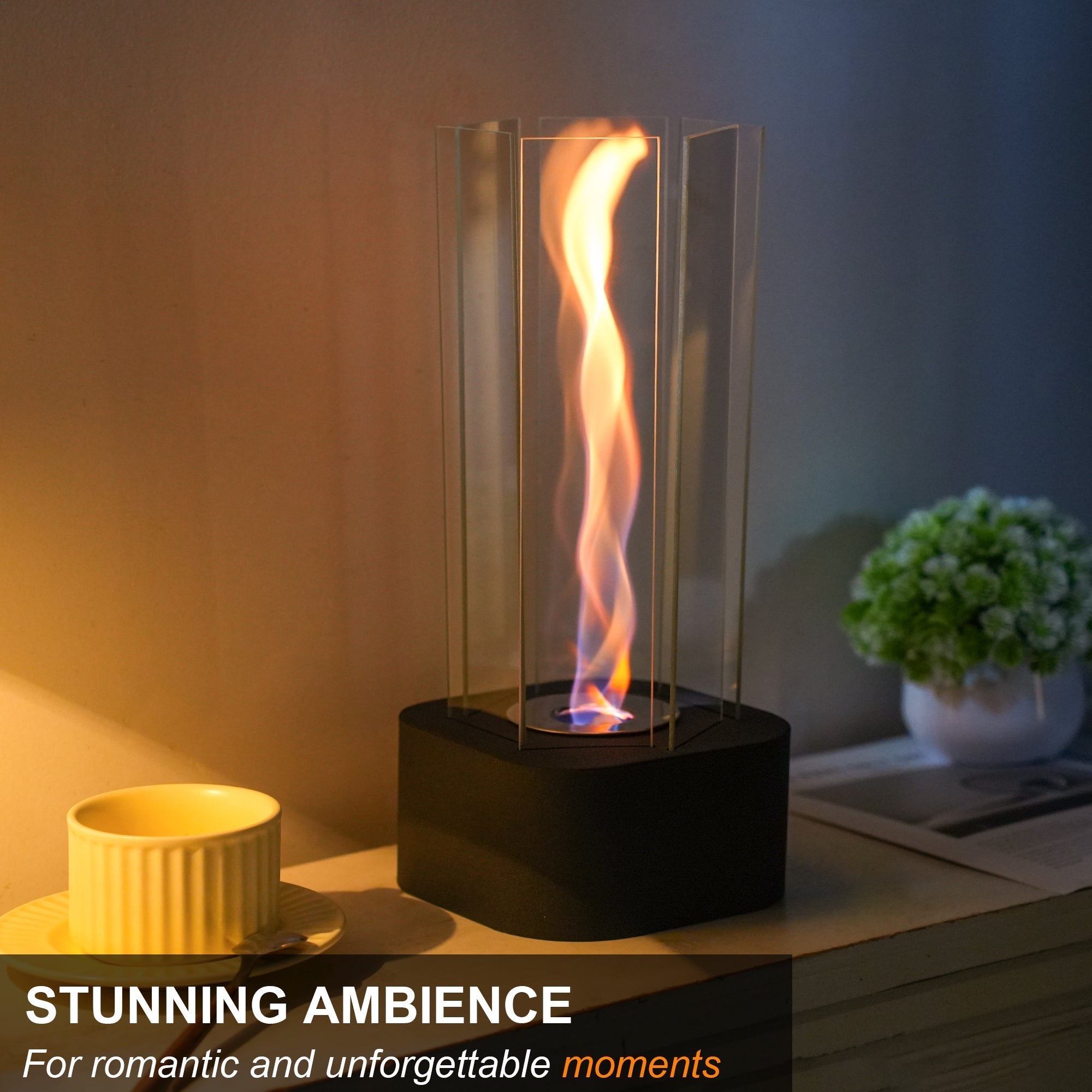 Hexagonal Ethanol-Fueled Alcohol Fireplace for Home Decor Lootquake LLC