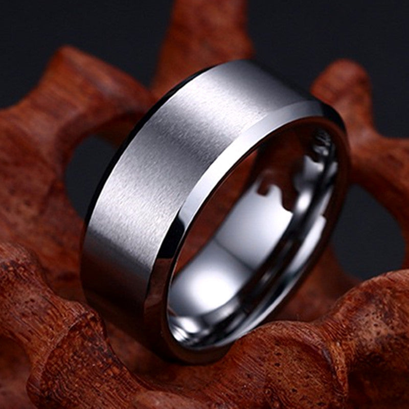 8mm Glossy Simple Stainless Steel Ring Men Pi-Mart