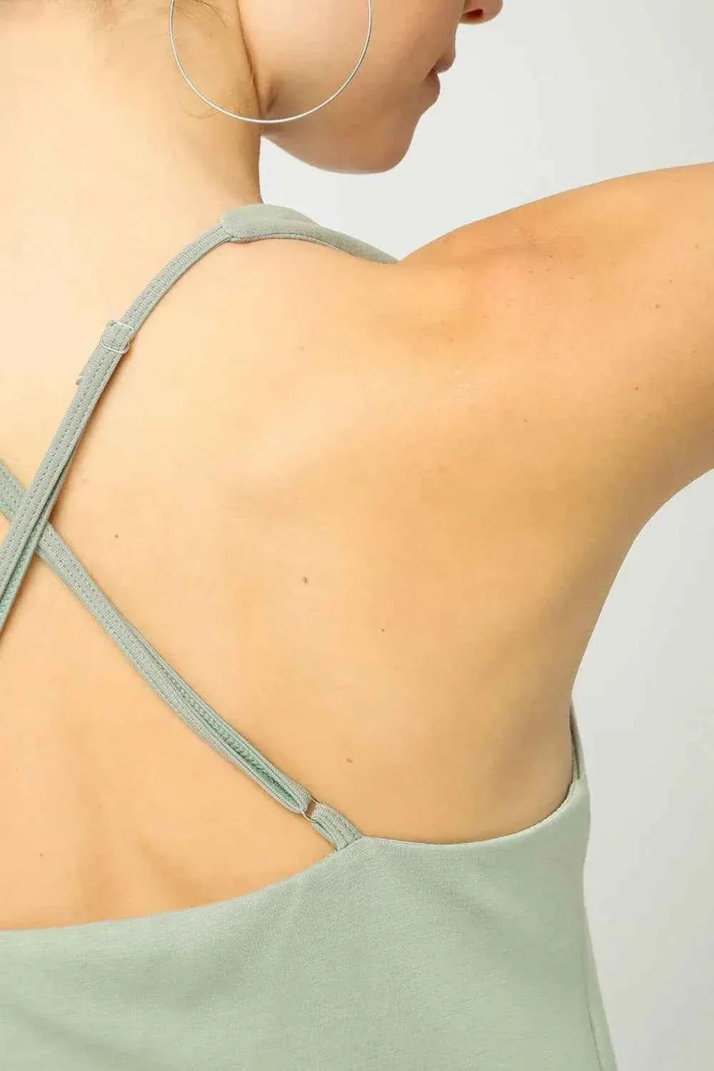 Umgee Crisscross Square Neck Active Dress THRIXINE