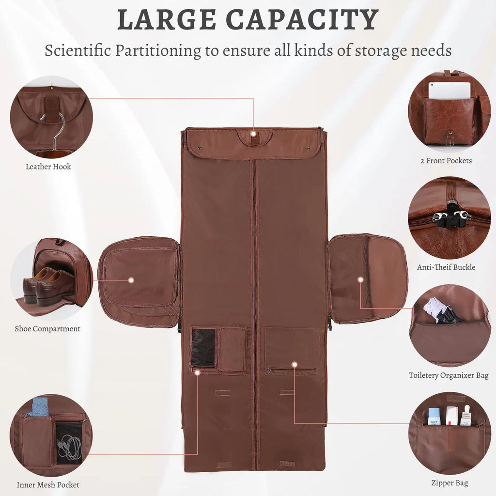Large Capacity Men's Leather Suit Storage Bag - SJB-DIAMOND ELITES