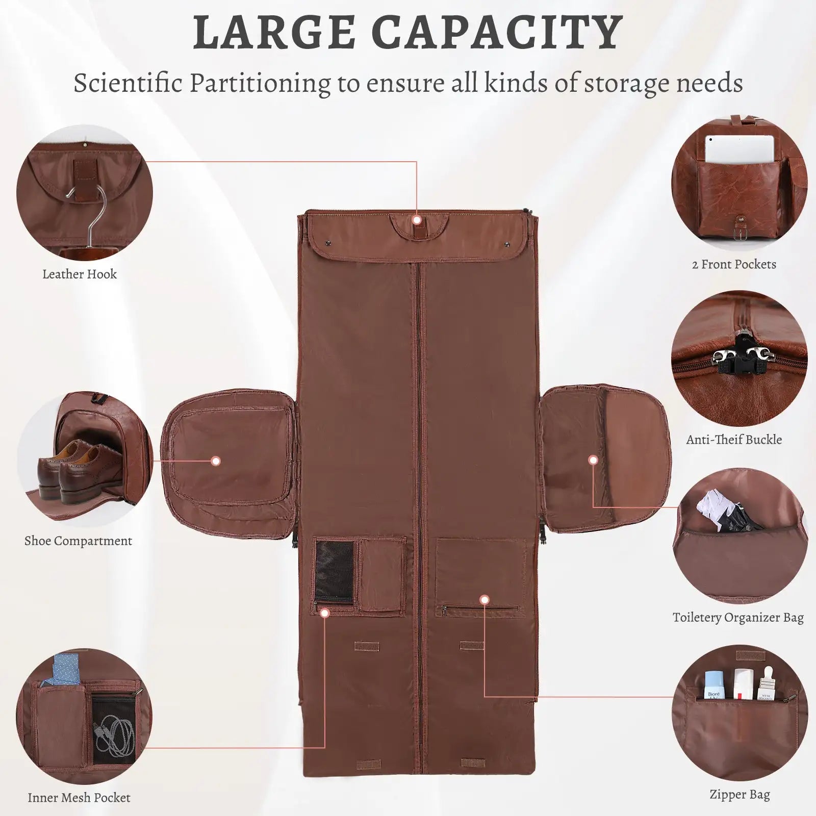 Large Capacity Men's Leather Suit Storage Bag - SJB-DIAMOND ELITES