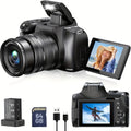 4K Digital Camera For Photography - 12X Optical Zoom 72MP Vlogging Camera For YouTube With 3" 180° Flip Screen, Autofocus Compact Camera With Battery, 64GB SD Card, USB Card Reader & Charging Stand Lootquake LLC