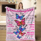 1pc Soft Flannel Butterfly Print Blanket, Warm Cozy Throw for Couch Bed Sofa, To My Granddaughter Lootquake LLC