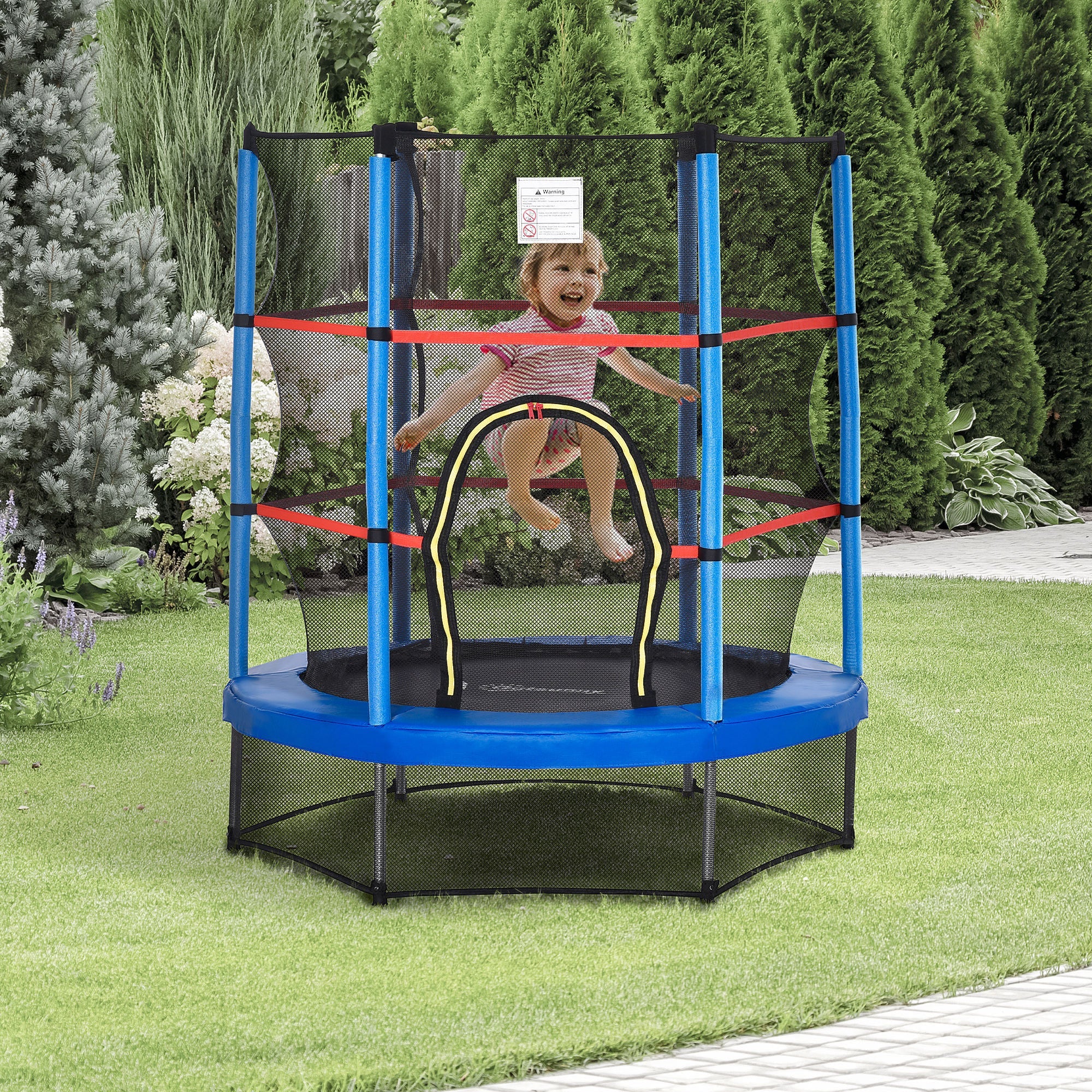 5FT Kids Trampoline with Enclosure Net for Age 3 to 6 Years Pi-Mart