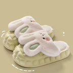 Cute Rabbit Shoes Winter Fuzzy Slippers Women Detachable Washable House Shoes Pi-Mart