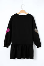 Cute Heart Round Neck Long Sleeve Mini Dress Stylish Dress for Women Girls Simple Charming Dress Stevvex