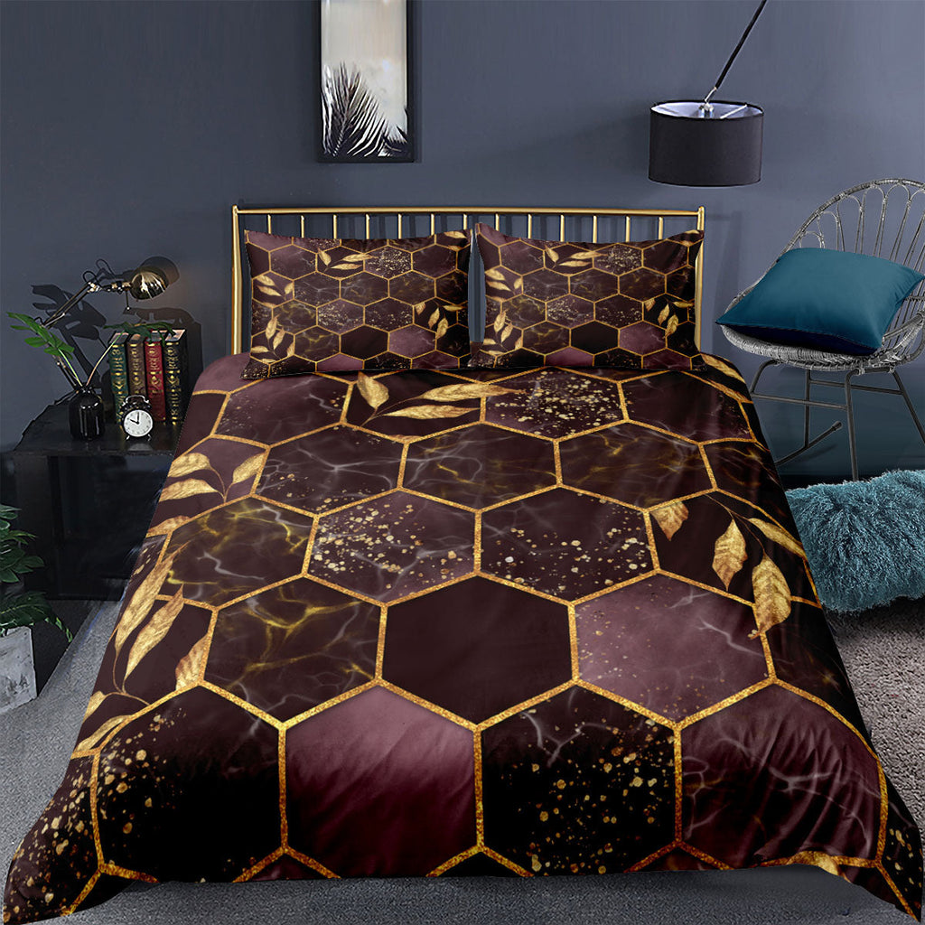 Digital Printing Geometric Quilt Cover Digital Printing Three-piece Set Pi-Mart