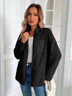 Winter Warm Zip Up Long Sleeve Jacket Fuzzy Cozy & Stylish Jacket Cold-Weather Essential Outdoor Jacket Stevvex